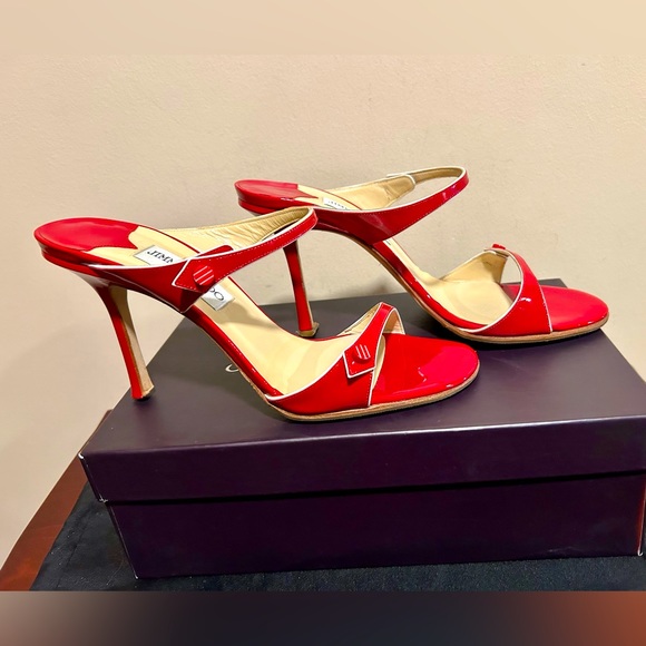 Jimmy Choo Patent Leather Candy Apple Red heels - Picture 2 of 7